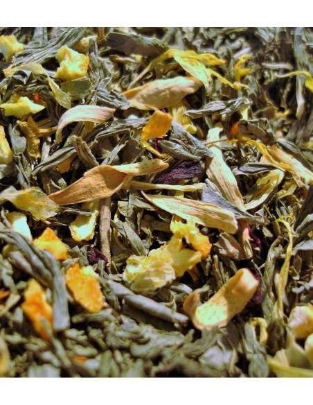 té sencha desteinado zumo de naranja.