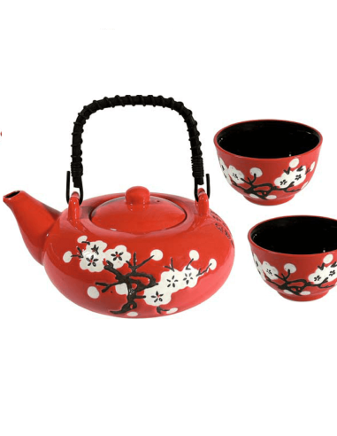 Juego Té Rojo Flor de Almendro