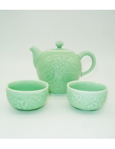 Mini juego de té Turquesa de porcelana.