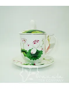 Mug Lotus de porcelana con filtro, 350 ml.