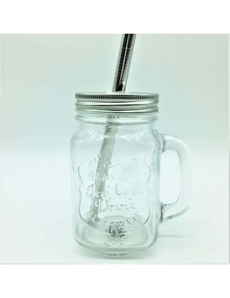 JARRA CRISTAL 0,4 L CON TAPA Y PAJITA DE ACERO INOX