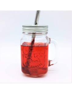 JARRA CRISTAL 0,4 L CON TAPA Y PAJITA DE ACERO INOX 2