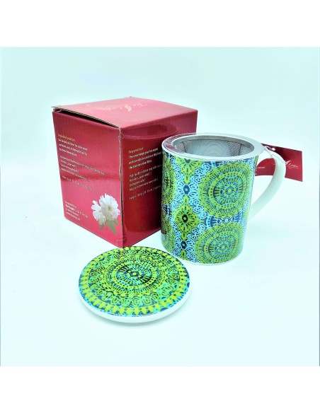 MUG CON FILTRO MANDALA VERDE, 0,300 L