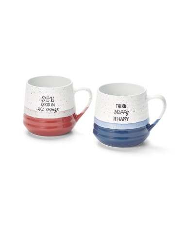 Mug Porcelana Be Happy 450 ml, Diseño Aleatorio