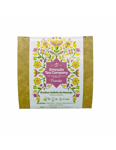 Comprar Pirámides Rooibos Galleta Naranja 15 uds - Granada Tea Company